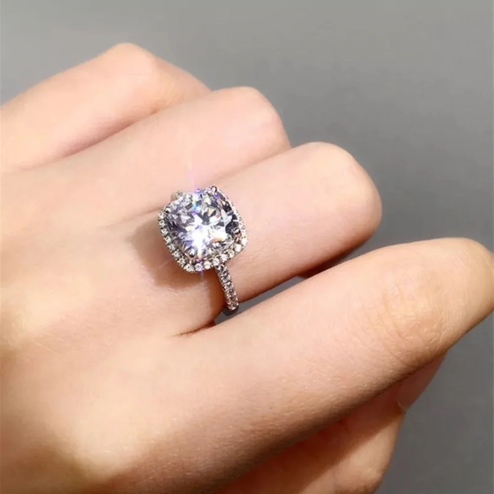 3.25Ct Cushion Cut Halo 925 Silver Ring